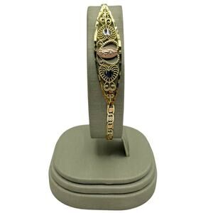 14K Tri-Tone Mary Valentino Link Bracelet (11591)